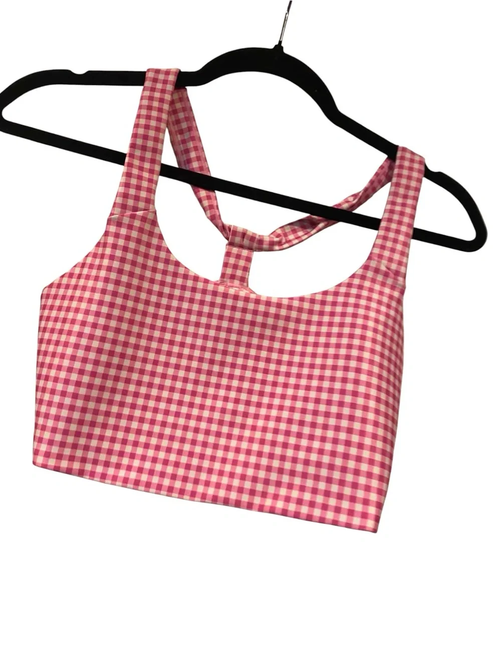 NWT Alo Yoga Gingham Sleek Bra Tank/High-Waist Sleek Short Set Size:M